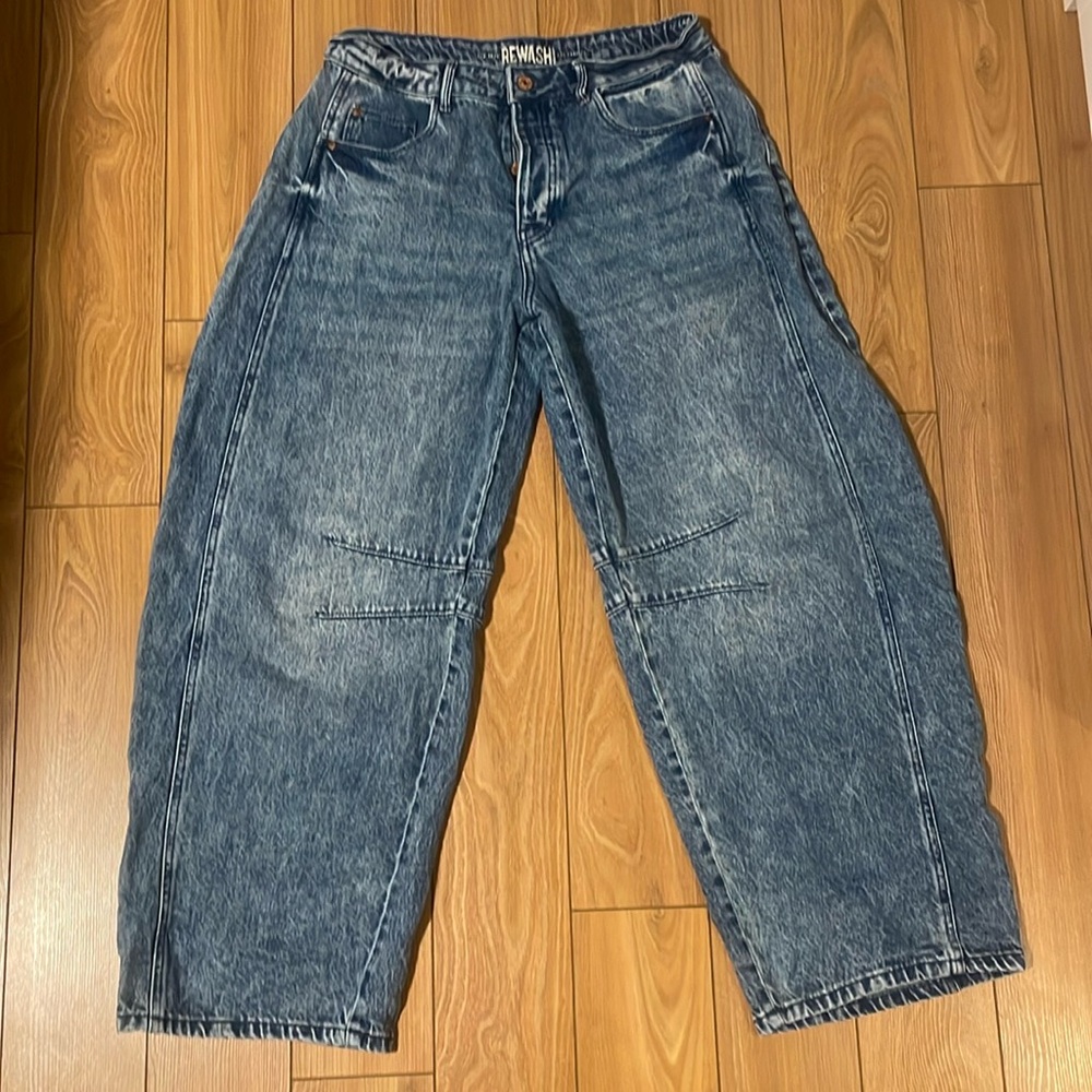 REWASH WOMENS BARREL FIT JEANS